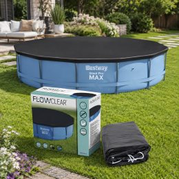 Захисний тент для каркасного басейну Bestway 58038 457 см круглий чохол ПВХ  (AT)