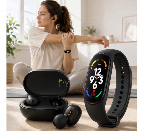 Набір спортивний №1 навушники бездротові TW EarBuds TWSEJ04LS +фітнес-браслет Smart Band M7