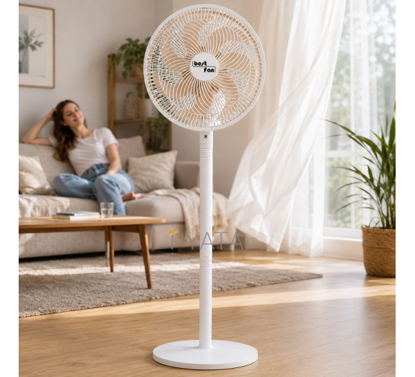 Вентилятор підлоговий — 3 швидкості, поворот 90°, регулювання висоти, механічне керування Fan BT-002 40W 30 см (X35)