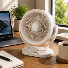 Настільний акумуляторний вентилятор Bestfan BT-003 USB 15 см, 3 швидкості, DC 5V 5W, регулювання нахилу 90° кабель USB (X35)