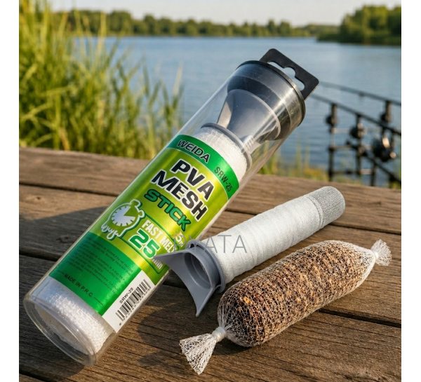 ПВА сітка для приманки Weida PVA Mesh Stick SRW25 25 мм 5 м на трубці з поршнем для коропової ловлі (5650)