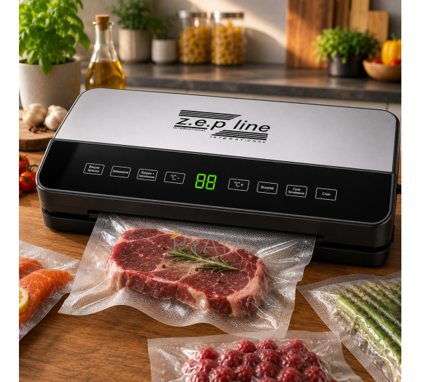 Вакууматор  — вакуумний пакувальник з LED дисплеєм, сенсорним керуванням, вбудованим ножем Zepline ZP-00359 200 Вт