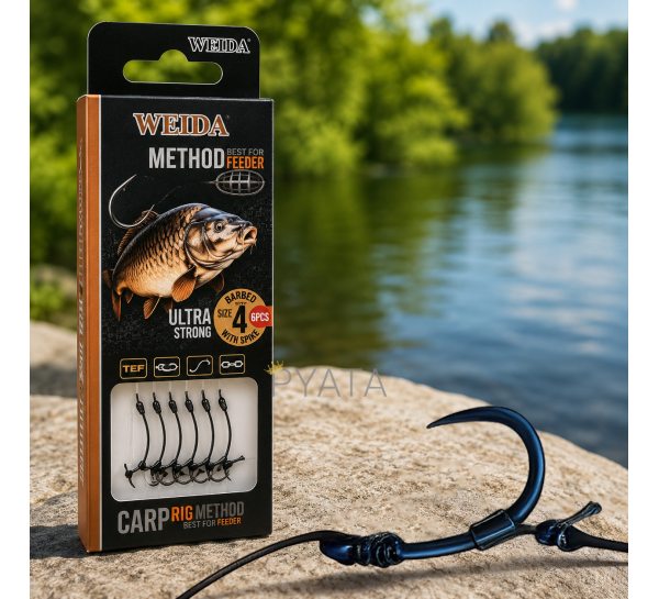 Набор готовых карповых поводков для флетов метода Weida Method Feeder QZ-14 6 шт, размер 4 (5650)