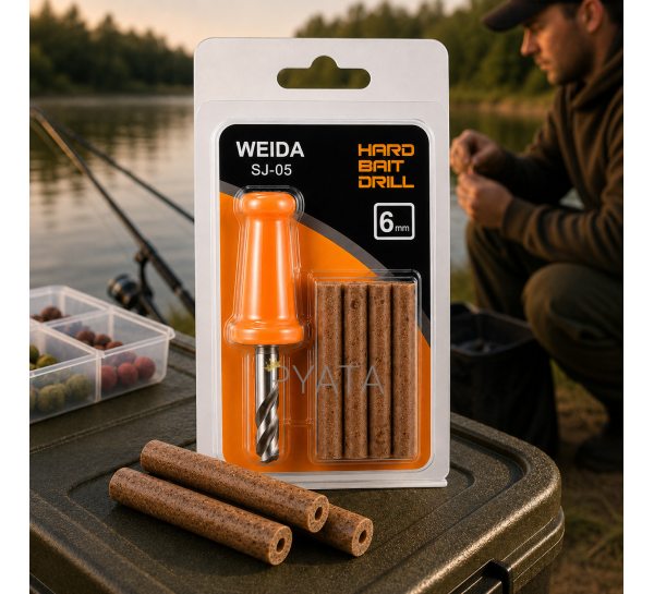 Набор для бойлов сверло и пробковые цилиндры для карповой рыбалки Weida GJ-05-6, 4шт х 6 мм (5650)