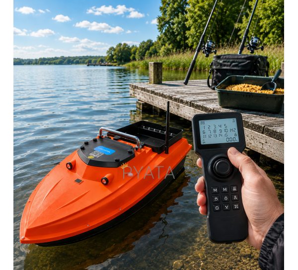 Скоростной кораблик для рыбалки D80 GPS100 30 км/ч 1 бункер до 3 кг GPS 500 м 60000 мАч, оранжевый (SF)