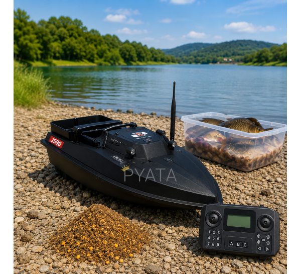 Скоростной прикормочный кораблик D80 для рыбалки с GPS 1 бункер до 3 кг черный 30 км/ч 38000 mAh(SF)