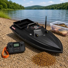Скоростной прикормочный кораблик D80 для рыбалки с GPS 1 бункер до 3 кг черный 30 км/ч 60000 mAh(SF)