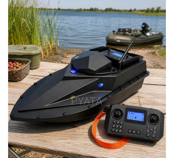 Кораблик для завоза прикормки и снастей ZV1 GPS 12000 mAh 7.4V на радиоуправлении для рыбалки, Черный (КР)
