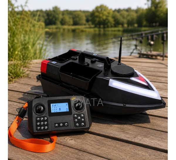 Кораблик для завоза прикормки и снастей ZV6 GPS 12000 mAh 7.4V на радиоуправлении, черный (КР)