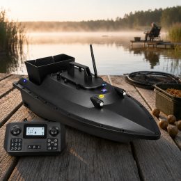 Кораблик для завоза прикормки и снастей с GPS 18000 mAh 12V на радиоуправлении черный для рыбалки (КР)