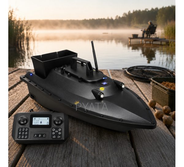 Кораблик для завоза прикормки и снастей с GPS 18000 mAh 12V на радиоуправлении черный для рыбалки (КР)