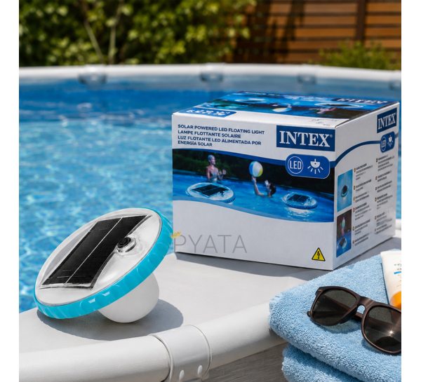 Лампа-поплавок на солнечной батарее для бассейна Intex 28695 LED подсветка 5 цветов, диаметр 17 см (LM)