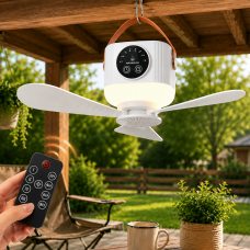 Вентилятор підвісний для намету з пультом ДК, LED-лампою, USB Type-C, 27×11,4 см (626/1601)