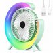 Портативний поворотний вентилятор з RGB-підсвічуванням A3 настільний акумуляторний, Зелений (AX)