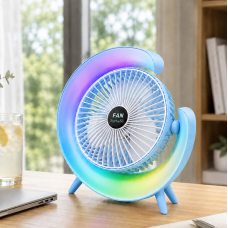 Портативный поворотный вентилятор с RGB-подсветкой A3 настольный аккумуляторный, Голубой (AX) Портативный поворотный вентилятор с RGB-подсветкой A3 настольный аккумуляторный, Голубой (AX)