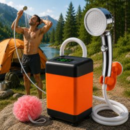 Туристичний портативний душ акумуляторний 7500 mAh з дисплеєм температури, 6 режимів, USB, для кемпінгу (AMN)