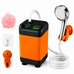 Туристичний портативний душ акумуляторний 7500 mAh з дисплеєм температури, USB, для кемпінгу (AMN)