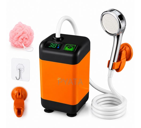 Туристический портативный аккумуляторный душ 7500 mAh с дисплеем температуры, USB, для кемпинга (AMN)