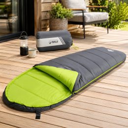 Спальный мешок-кокон 220×75 см Hollowfibre 2 слоя 170 г/м² полиэстер 190T до -7°C для кемпинга, Серый (LM)