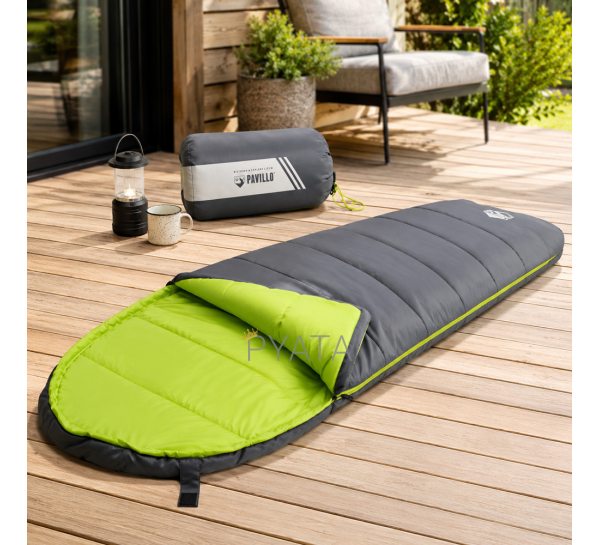 Спальный мешок-кокон 220×75 см Hollowfibre 2 слоя 170 г/м² полиэстер 190T до -7°C для кемпинга, Серый (LM)