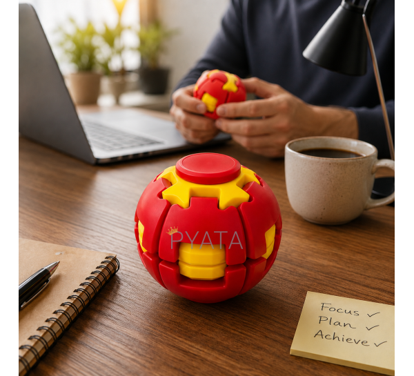 Настільна іграшка антистрес 3D фіджет-куля для рук, механічний сенсорний спінер без батарейок Червоний (YAS)