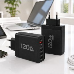 Сетевое зарядное устройство 120 Вт Power Delivery на 6 портов с быстрой зарядкой 26X188, черный (509/5081)