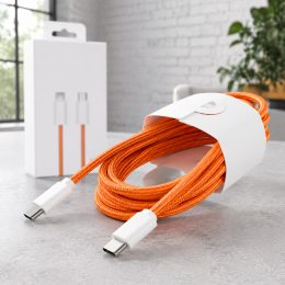 Кабель Type-C – Type-C 60W 1 м у тканинному обплетенні для iPhone 17 Pro Max + SIM ключ Orange 26X-196 (509/5084)