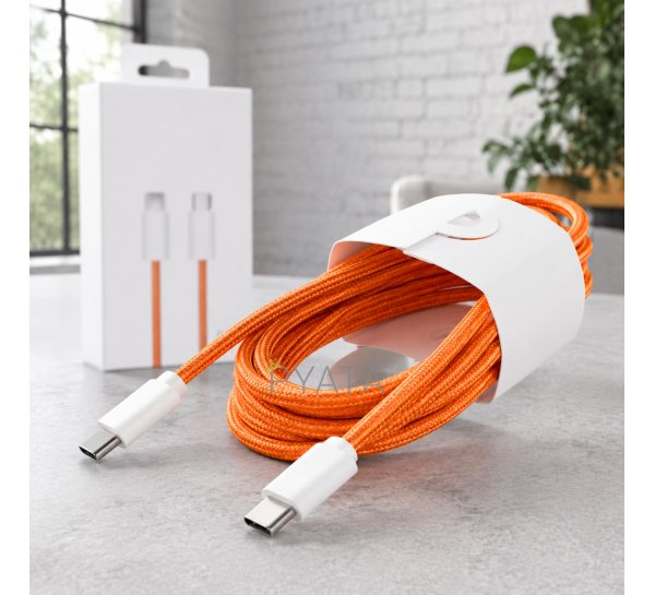 Кабель Type-C – Type-C 60W 1 м у тканинному обплетенні для iPhone 17 Pro Max + SIM ключ Orange 26X-196 (509/5084)
