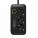 Мережевий фільтр Power Socket F09U на 3 розетки з 4 USB та Type-C, кабель 2 м, 2500 Вт, чорний (509/3065)