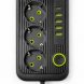 Мережевий фільтр Power Socket F09U на 3 розетки з 4 USB та Type-C, кабель 2 м, 2500 Вт, чорний (509/3065)