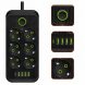 Мережевий фільтр Power Socket F06U на 6 розеток з 4 USB та Type-C, кабель 2 м, 2500 Вт, чорний (509/4705)