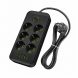 Мережевий фільтр Power Socket F06U на 6 розеток з 4 USB та Type-C, кабель 2 м, 2500 Вт, чорний (509/4705)