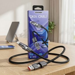 Кабель міцний SENZHEN 4-в-1 1,8 м 100 Вт USB-A Type-C Lightning, швидке зарядження 26X-197(509/5096)
