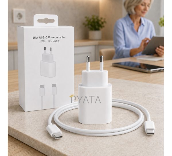 Сетевое зарядное устройство 35W USB-C с кабелем Type-C to Type-C для быстрой зарядки, 26X-199 (509/5086)