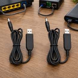 Набор кабелей питания для роутера Wi-Fi от павербанка USB DC 12V+12V переходник для модема PON ONU медиаконвертера