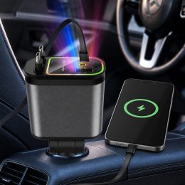 Автомобільний зарядний пристрій 4 в 1 26X-204 зі швидкою зарядкою USB та підсвіткою Зоряне небо (509/5091)