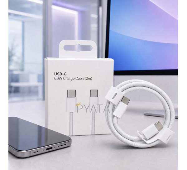 Кабель USB-C — USB-C 60W 2 м 26X205 для быстрой зарядки смартфонов, планшетов и ноутбуков (509/5092)