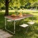 Стіл та стільці для пікніка Folding Table Темний Дуб 120×60 см регульований алюмінієвий комплект 4 стільці