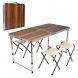 Стіл та стільці для пікніка Folding Table Темний Дуб 120×60 см регульований алюмінієвий комплект 4 стільці