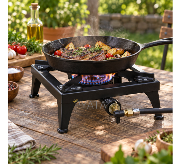 Газова горілка чавунна GAS COOKER GB-05T 6,5 кВт для автоклава, казана, каструлі та балона 30*30 см (VIG/М65G)