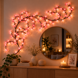 Гірлянда Сакура 1,8 м, 96 LED, USB, 8 режимів, тепле біле світло, декоративна гірлянда з пультом (ARSH/KAR307)