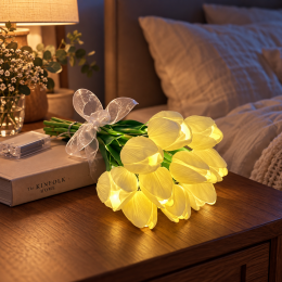 Світлодіодний букет-нічник із 10 тюльпанів Flower Light на батарейках, декоративний із теплим світлом (ARSH/KAR282)