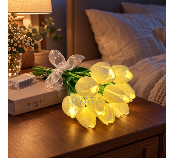 Светодиодный букет-ночник из 10 тюльпанов Flower Light на батарейках, декоративный с теплым светом (ARSH/KAR282)