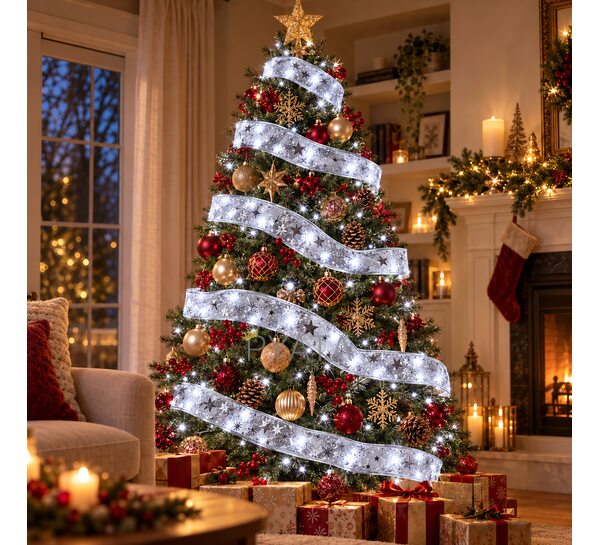 Світлодіодна гірлянда-стрічка Christmas Decoration 5 м, 50 LED, тепле біле світло, на батарейках, Білий (ARSH/MA419)