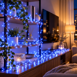 Світлодіодна гірлянда нитка для декору 100 LED, гнучкий дріт, Роса 10 м, батарейки + USB Блакитний (ARSH/A29)