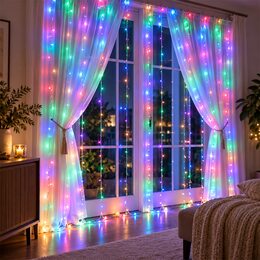 Гирлянда Водопад 240 LED 3×2 м, светодиодная штора с переключателем режимов 220 В, Мультицвет (ARSH/MA422)
