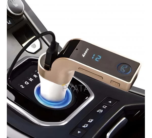 FM модулятор автомобільний Car G7 Bluetooth Золотий (В)