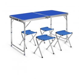 Розкладний туристичний стіл з 4 стільцями для пікніка/рибалки 120х60 см, Синій