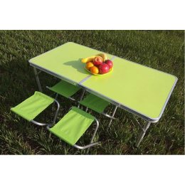 Розкладний туристичний стіл з 4 стільцями для пікніка/рибалки 120х60 см, Зелений