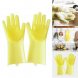 Силіконові рукавички для миття і чищення Magic Silicone Gloves з ворсом Жовті
